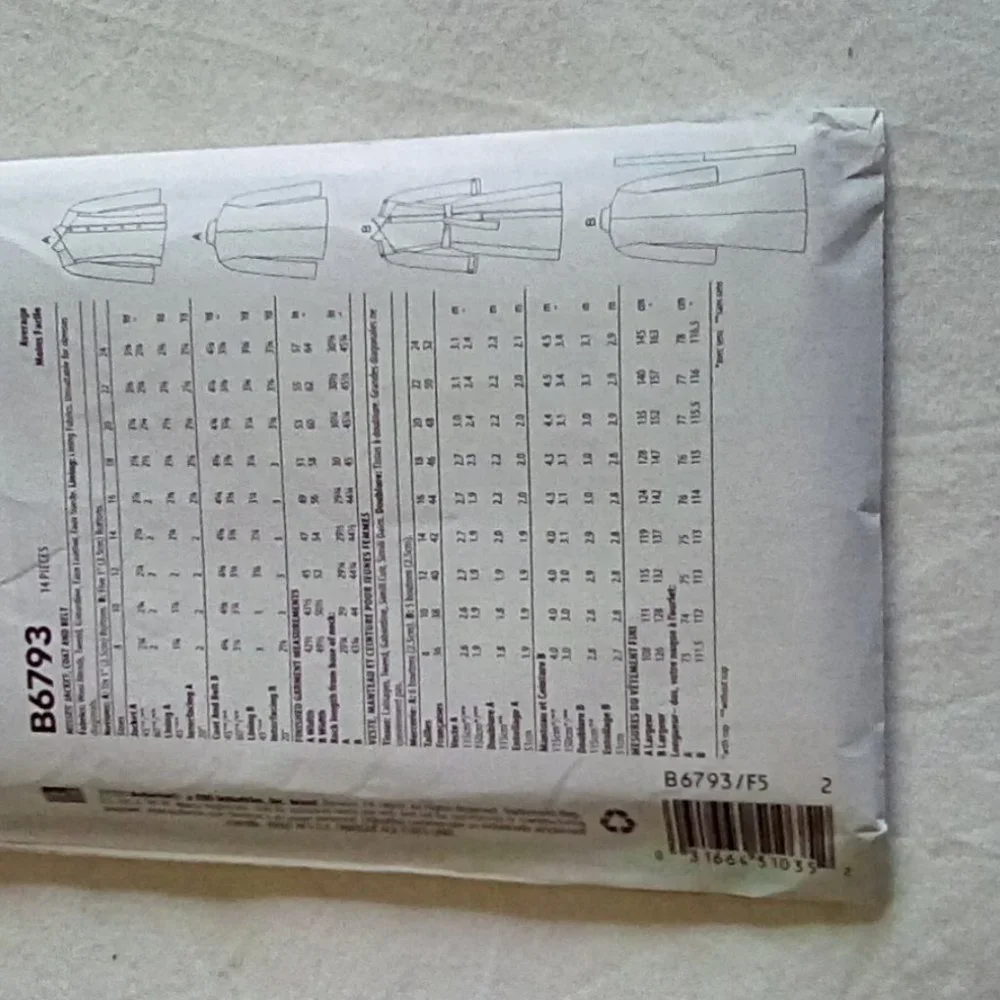 Butterick Misses Jacket Coat & Belt Size 16-24
